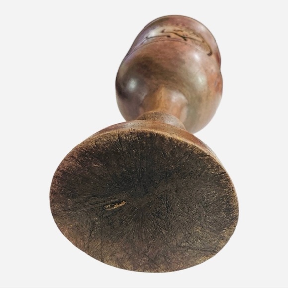 Vintage African Dark Wood Carved Goblet Elephant and Rhino Carved Goblet 7” - Picture 8 of 11